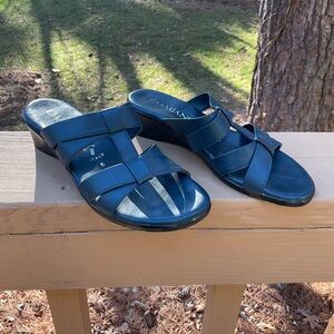 Damiani’s Navy Made in Italy Wedge Sandals, 6